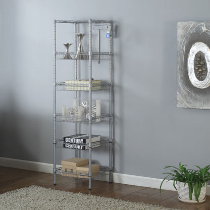 Concise 6 Layers Carbon Steel & PP Storage Rack Silver Gray