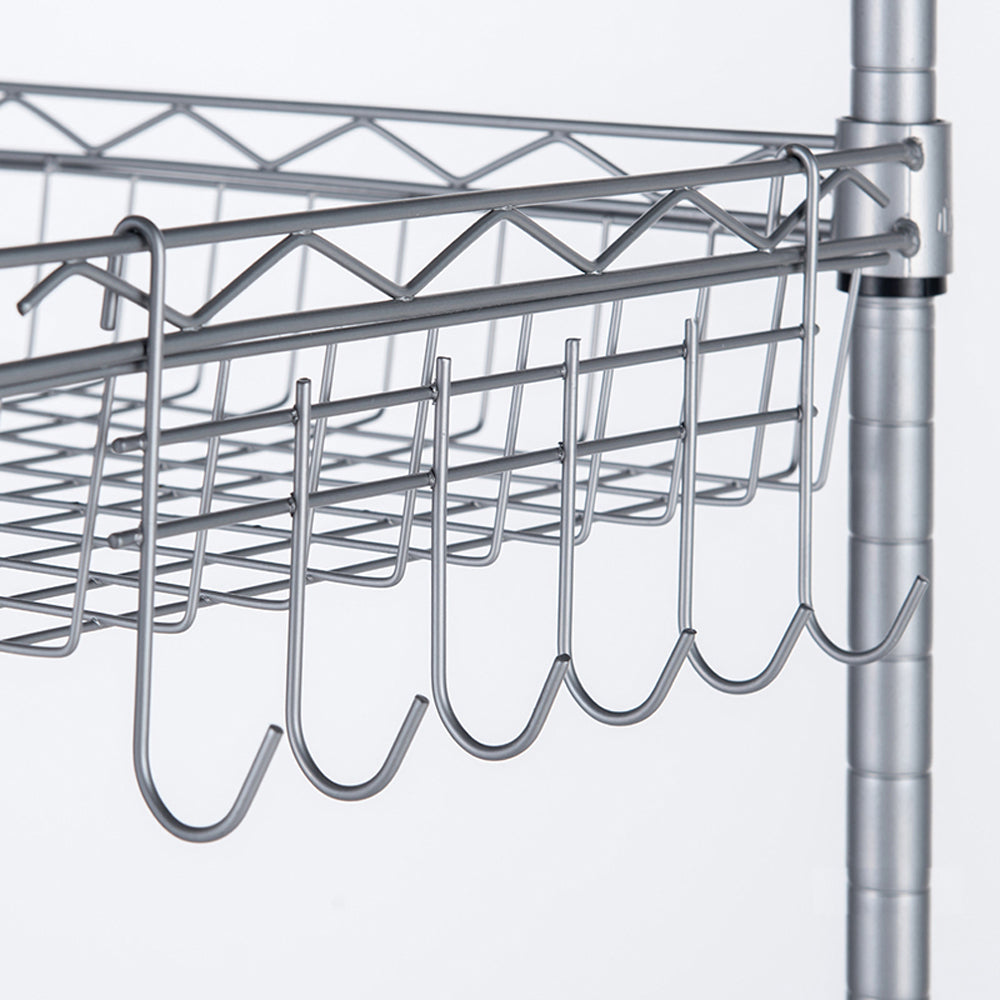 Concise 6 Layers Carbon Steel & PP Storage Rack Silver Gray