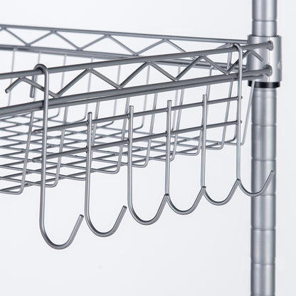 Concise 6 Layers Carbon Steel & PP Storage Rack Silver Gray