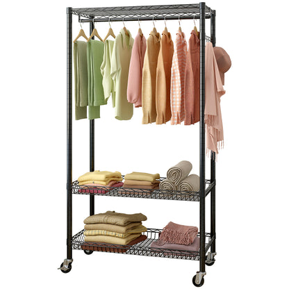 Wire Garment Rack Heavy Duty Clothes Rack，Closet Organizer Metal Garment Rack Portable Clothes Hanger Home Shelf，Freestanding Closet Wardrobe，Garment Rack Adjustable Wire Clothing Rack Portable Closet