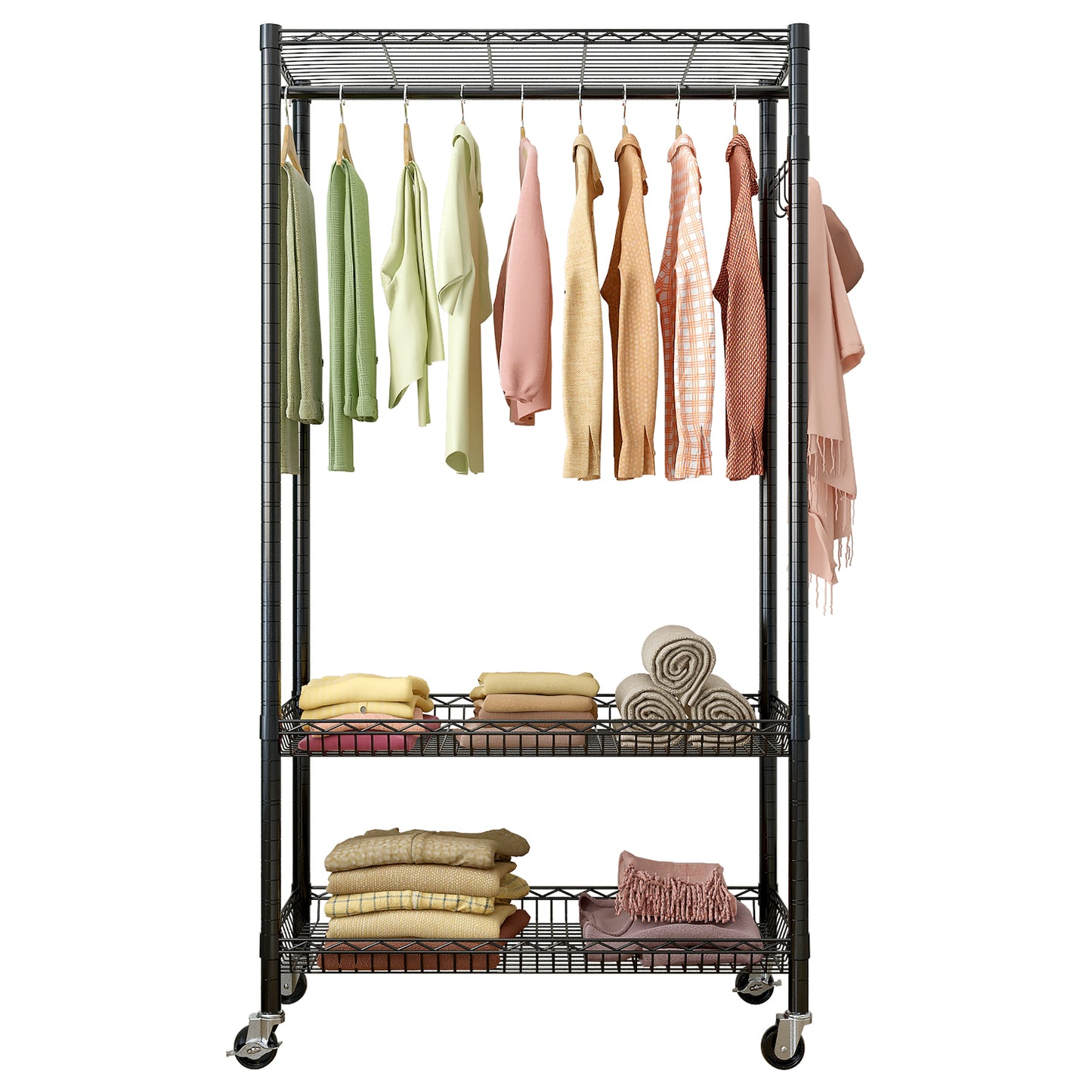 Wire Garment Rack Heavy Duty Clothes Rack，Closet Organizer Metal Garment Rack Portable Clothes Hanger Home Shelf，Freestanding Closet Wardrobe，Garment Rack Adjustable Wire Clothing Rack Portable Closet