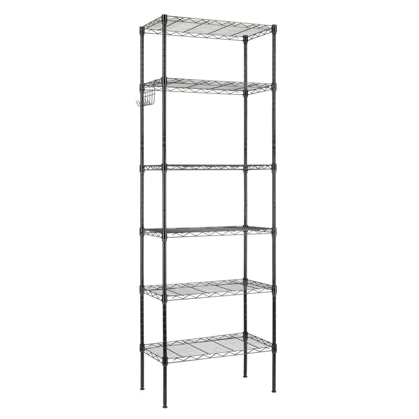 Replaceable assembly with wheels, floor mounted carbon steel storage rack, black