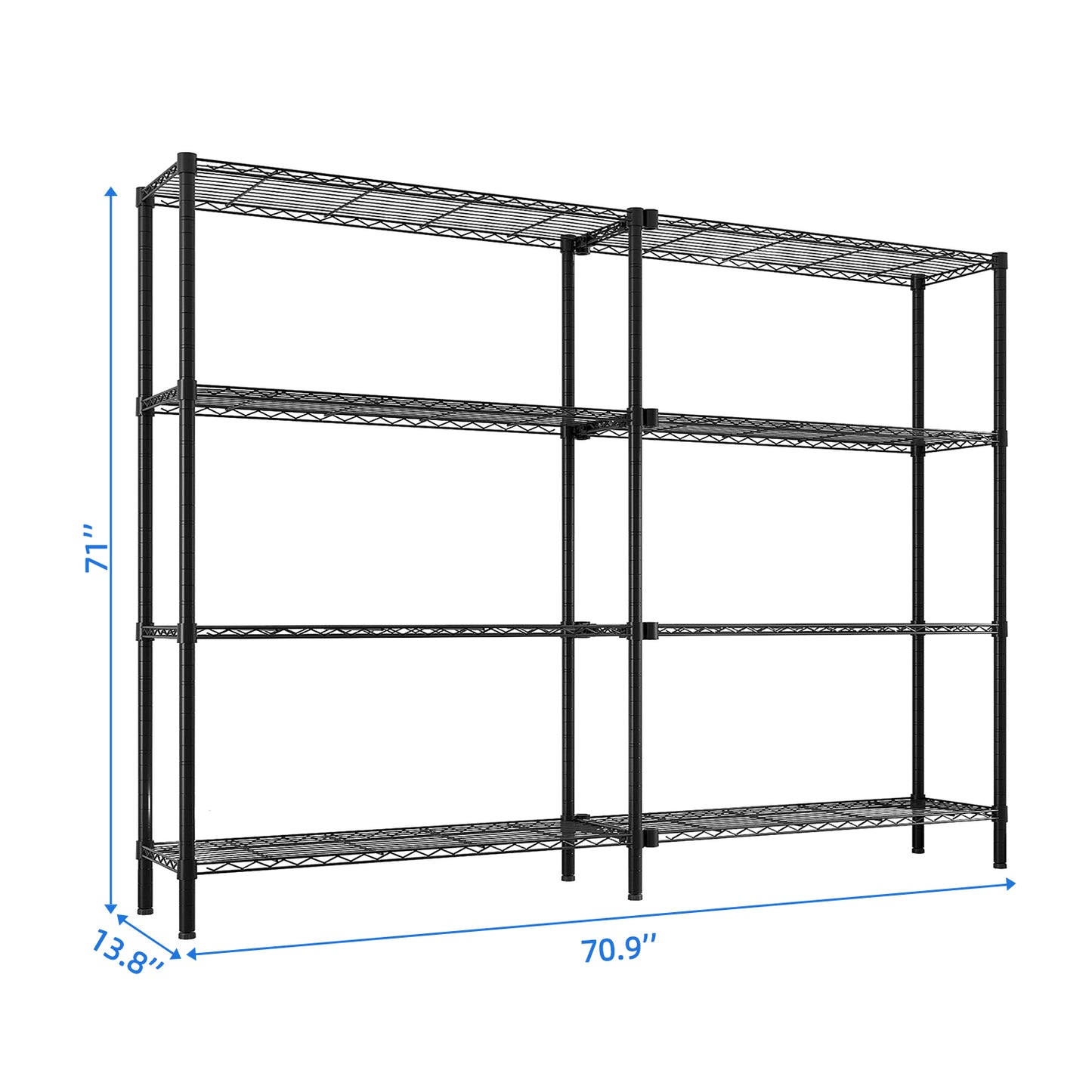 49.2''W  Adjustable  Storage Shelves   NSF  Wire Shelving Unit Multiple rows   Shelving for Storage Rack Shelves for Storage Heavy Duty Garage Shelf Pantry Shelves Kitchen Shelving,  49.2''W*70.86''H*