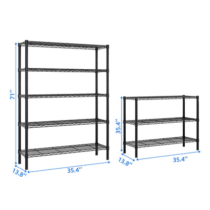 49.2''W  Adjustable  Storage Shelves   NSF  Wire Shelving Unit Multiple rows   Shelving for Storage Rack Shelves for Storage Heavy Duty Garage Shelf Pantry Shelves Kitchen Shelving,  49.2''W*70.86''H*