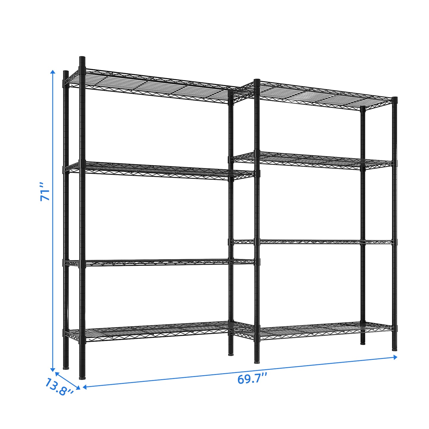 49.2''W  Adjustable  Storage Shelves   NSF  Wire Shelving Unit Multiple rows   Shelving for Storage Rack Shelves for Storage Heavy Duty Garage Shelf Pantry Shelves Kitchen Shelving,  49.2''W*70.86''H*