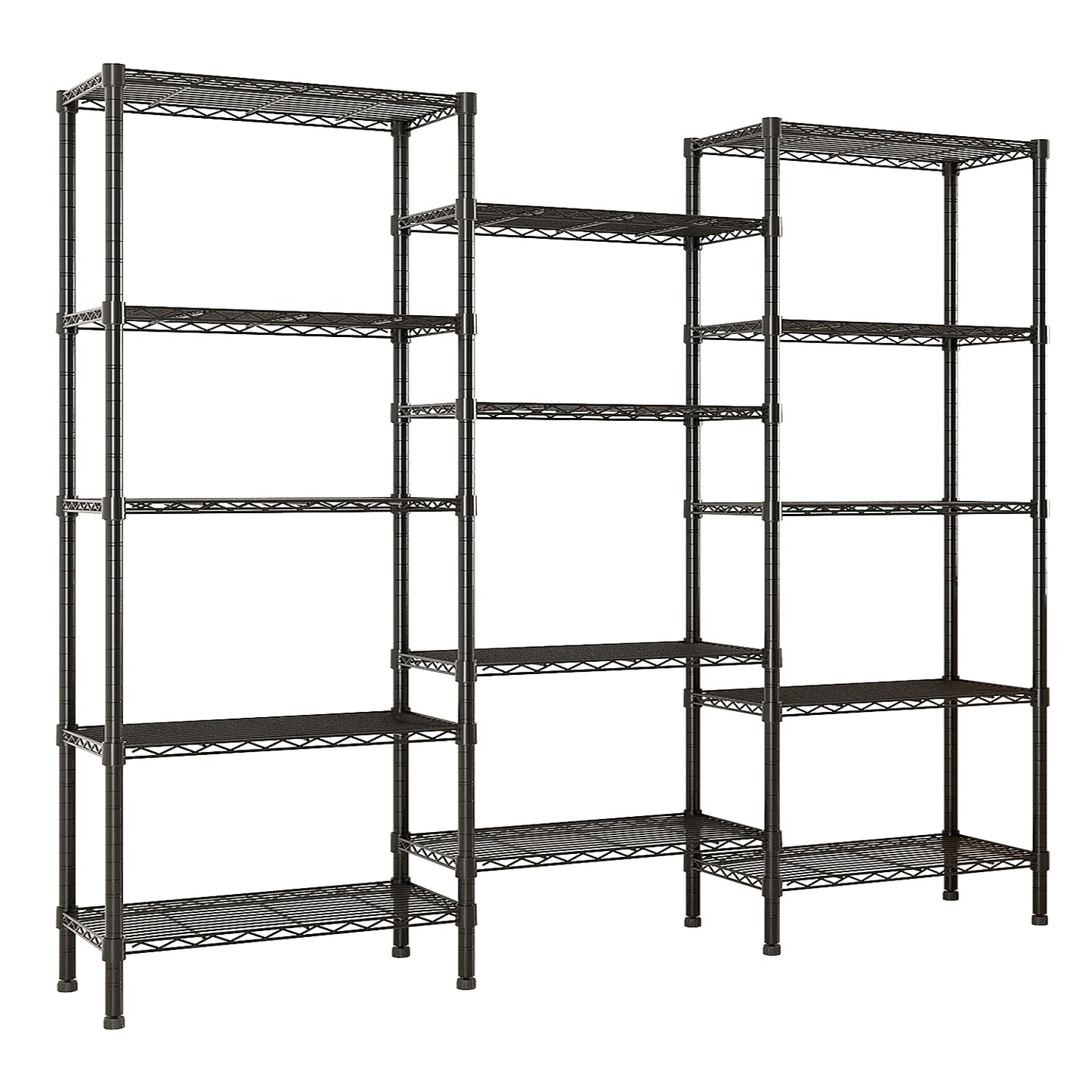 62.9''W  Adjustable  Storage Shelves  NSF  Wire Shelving Unit Multiple rows  Shelving for Storage Rack Shelves for Storage Heavy Duty Garage Shelf Pantry Shelves Kitchen Shelving,  62.9''W*59.06''H*13