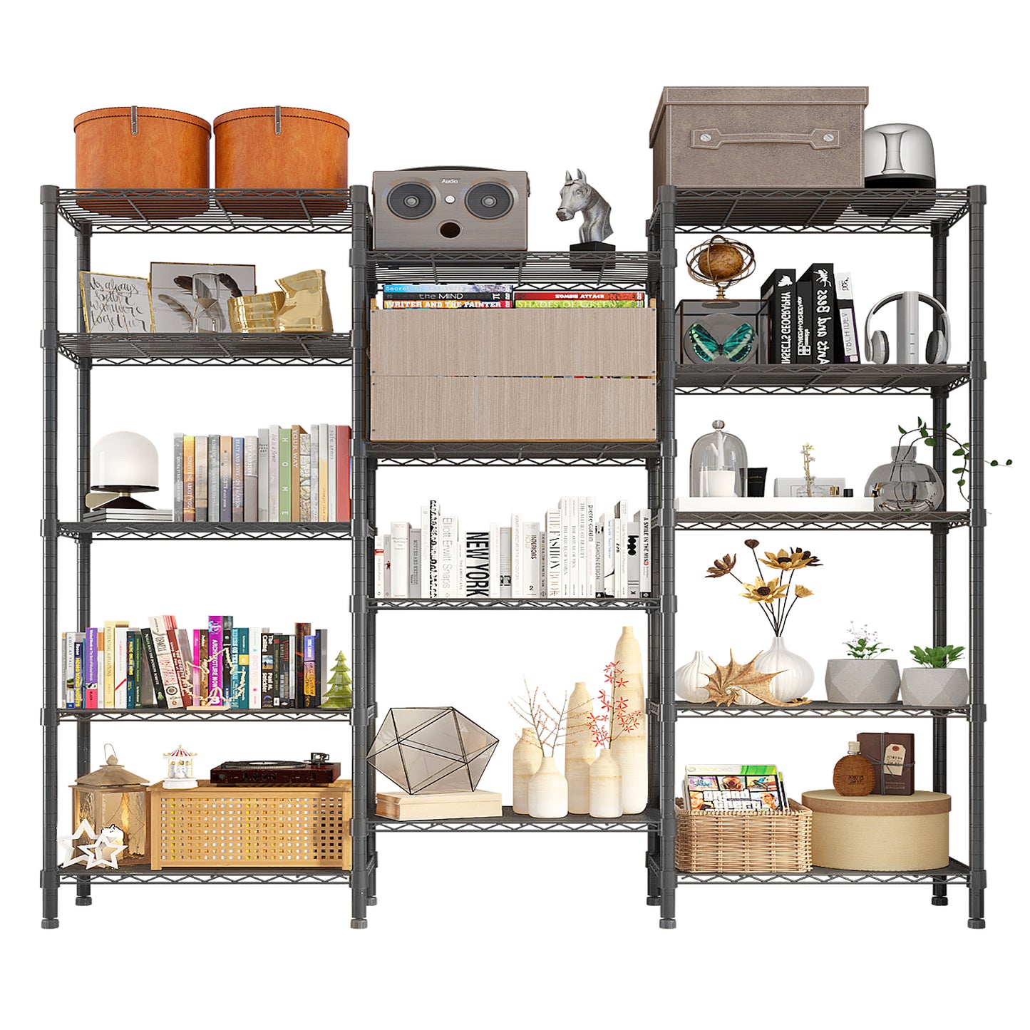 62.9''W  Adjustable  Storage Shelves  NSF  Wire Shelving Unit Multiple rows  Shelving for Storage Rack Shelves for Storage Heavy Duty Garage Shelf Pantry Shelves Kitchen Shelving,  62.9''W*59.06''H*13