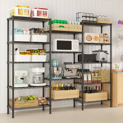 62.9''W  Adjustable  Storage Shelves  NSF  Wire Shelving Unit Multiple rows  Shelving for Storage Rack Shelves for Storage Heavy Duty Garage Shelf Pantry Shelves Kitchen Shelving,  62.9''W*59.06''H*13