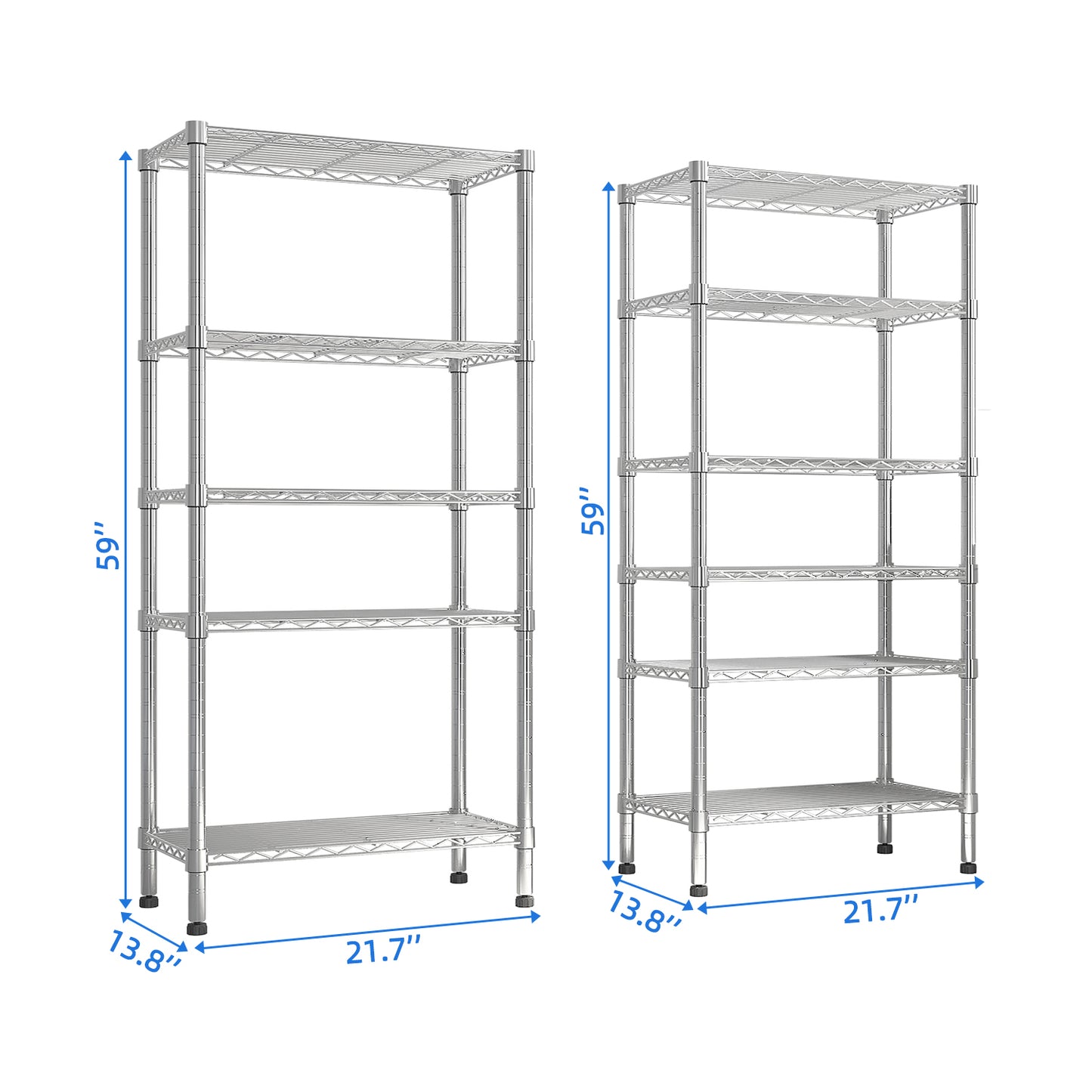 62.9''W  Adjustable  Storage Shelves  NSF  Wire Shelving Unit Multiple rows  Shelving for Storage Rack Shelves for Storage Heavy Duty Garage Shelf Pantry Shelves Kitchen Shelving,  62.9''W*59.06''H*13