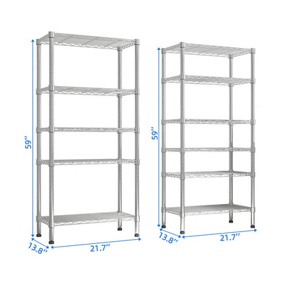 62.9''W  Adjustable  Storage Shelves  NSF  Wire Shelving Unit Multiple rows  Shelving for Storage Rack Shelves for Storage Heavy Duty Garage Shelf Pantry Shelves Kitchen Shelving,  62.9''W*59.06''H*13