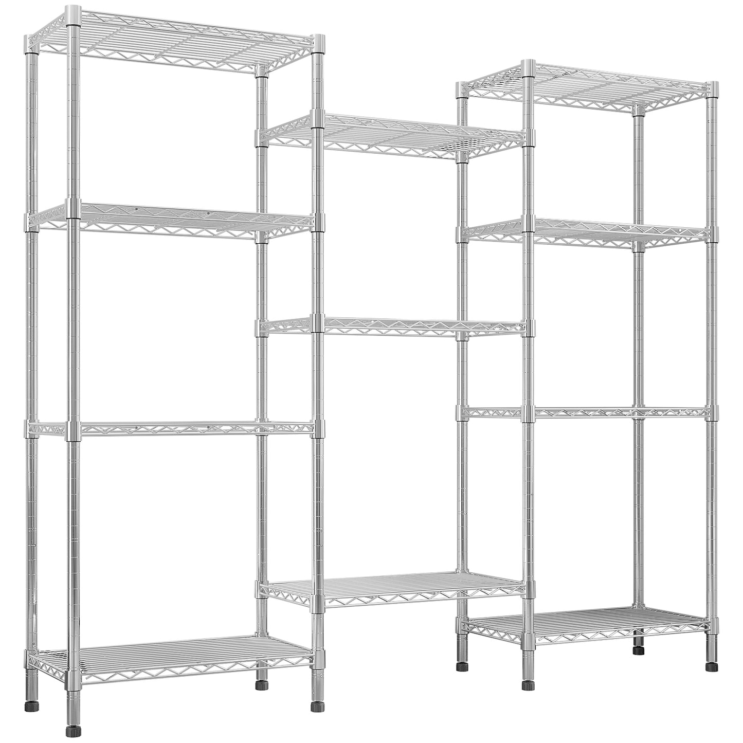 62.9''W  Adjustable  Storage Shelves  NSF  Wire Shelving Unit Multiple rows  Shelving for Storage Rack Shelves for Storage Heavy Duty Garage Shelf Pantry Shelves Kitchen Shelving,  62.9''W*59.06''H*13