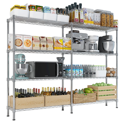 58''W  Adjustable  Storage Shelves 1200LBS  NSF  Wire Shelving Unit 4 Tier Metal Shelving for Storage Rack Shelves for Storage Heavy Duty Garage Shelf Pantry Shelves Kitchen Shelving,  58''W*59.06''H*